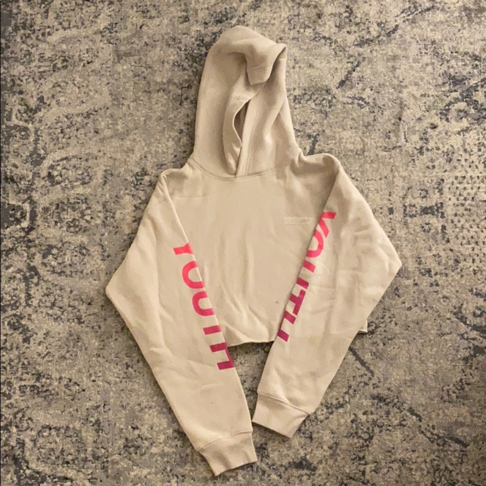 TNA (Aritzia) cropped camel hoodie NEVER WORN!